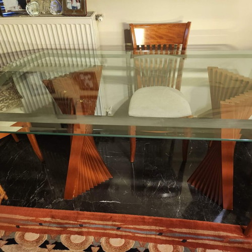 Glass dining set 6 seats like new