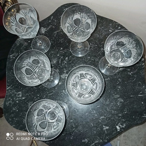 Crystal stemmed glasses handmade like new, set of six