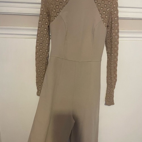 Beige jumpsuit bell sleeves size small like new