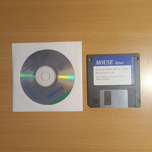 Authentic 3.5" Floppy Disk Mouse Driver and Vintage Nokia Display CD-ROM like new