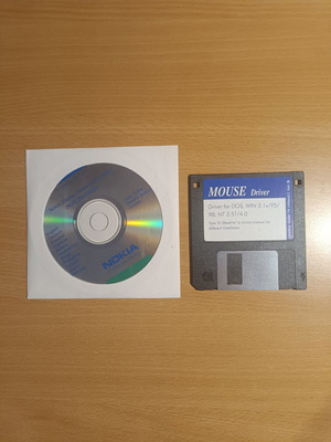 Authentic 3.5" Floppy Disk Mouse Driver and Vintage Nokia Display CD-ROM like new