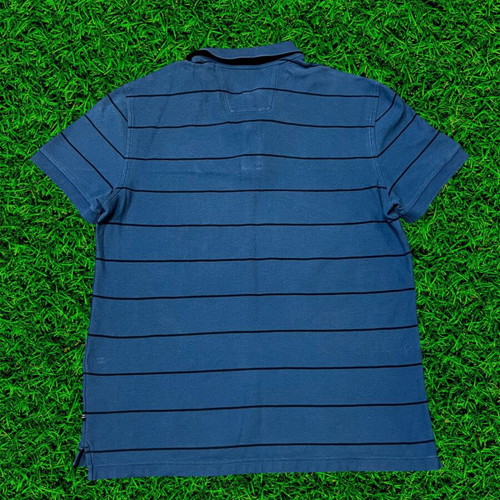 Nautica blue striped polo shirt large used
