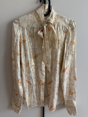 Zadig & Voltaire blouse like new, floral with gold shimmer, tie neck, size S
