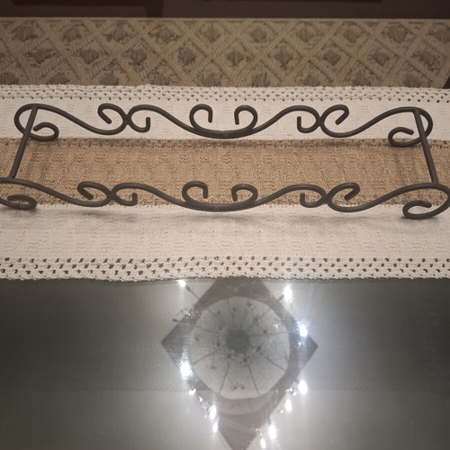 Decorative glass platter with metal base Trimar like new