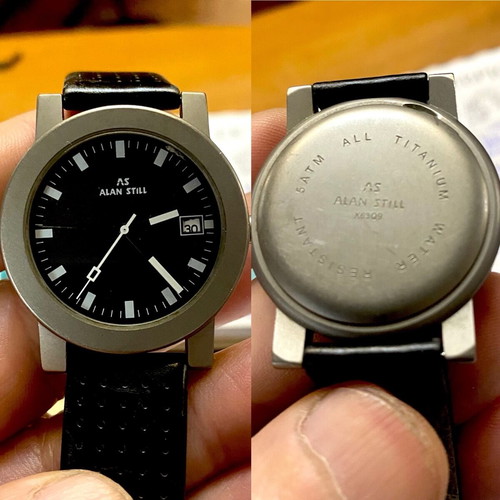 Titanium watch like new, black, 38mm with battery