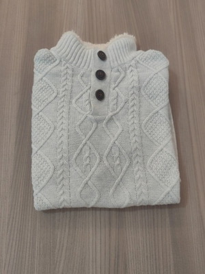 Knitted children's sweater like new, white and beige, size 134 cm