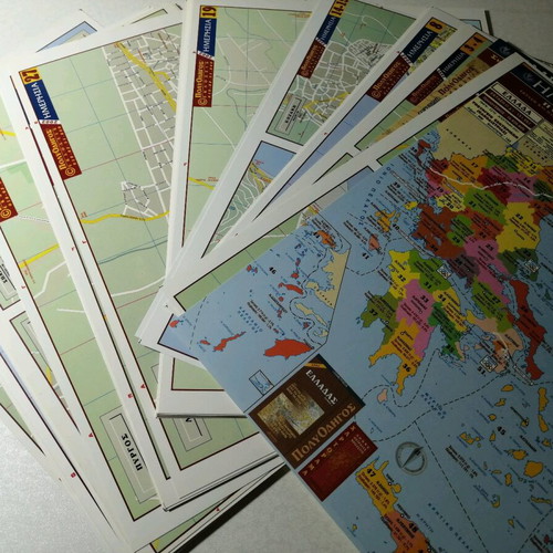 City maps of Greece like new, laminated sheets, 2002 edition