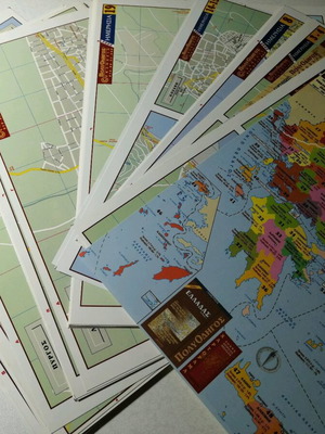 City maps of Greece like new, laminated sheets, 2002 edition
