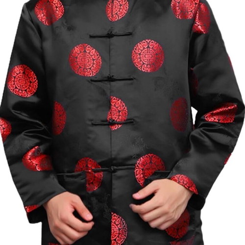 Tang Suit jacket 100% pure silk size L like new, black and red