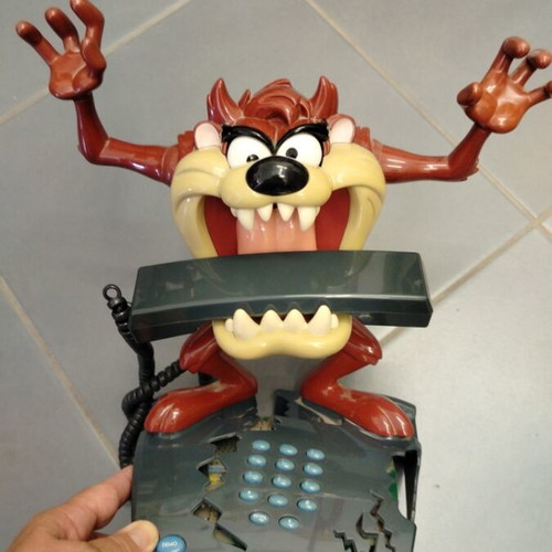 Vintage Taz Telephone used, wired, gray
