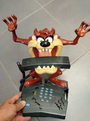 Vintage Taz Telephone used, wired, gray