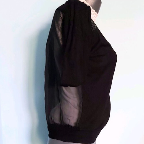 Black Cardigan with Stones and Transparent Back like new