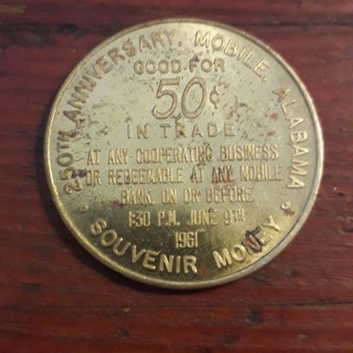 Raphael Semmes 50C Token 1961 Mobile Alabama used