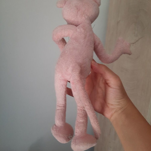Pink Panther plush toy with flexible limbs, retro