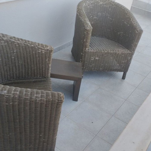 Bamboo armchair set with short table used for outdoor space