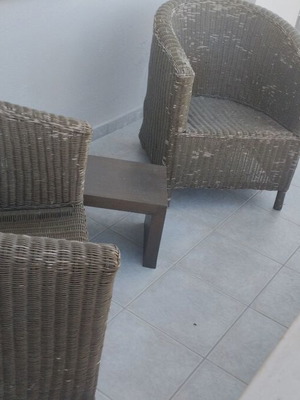 Bamboo armchair set with short table used for outdoor space