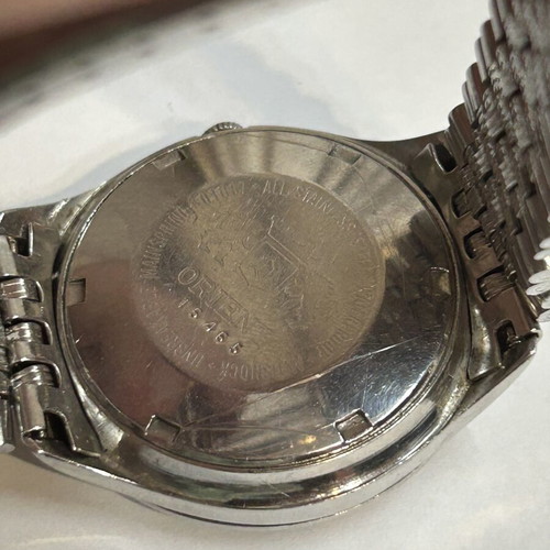 Orient 17j automatic watch used, men's, white and silver