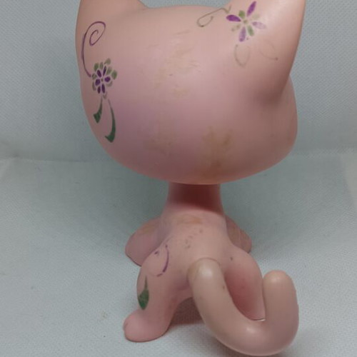 Littlest Pet Shop Jumbo Pink Shorthair Cat figure used, collectible Hasbro toy