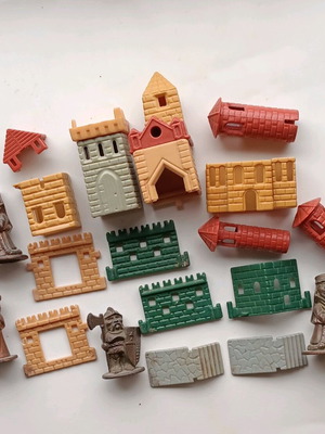 Kinder Surprise collectible figures and castle pieces used