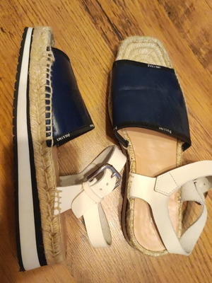Pollini espadrille sandals like new, size 37, white and blue