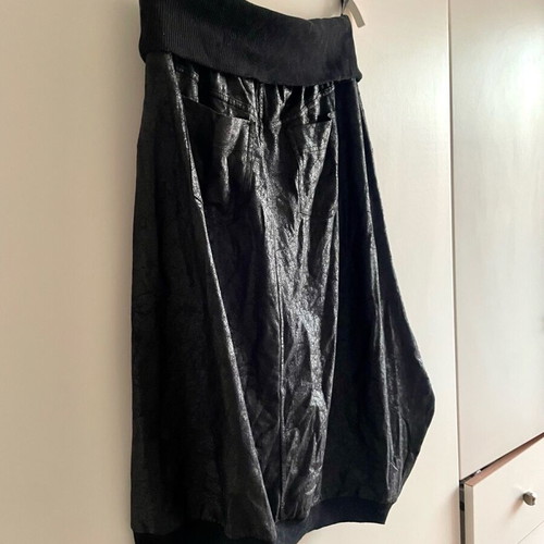 Attrattivo black crinkled asymmetric midi skirt like new, size Small