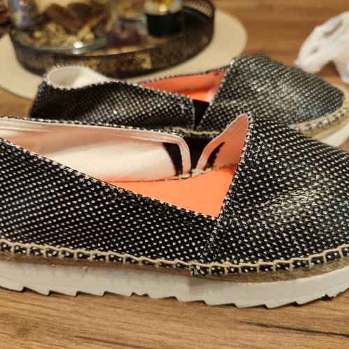 Replay espadrilles like new with white insole, size 38, black and silver