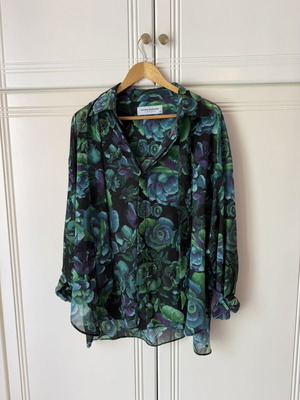 Vassia Kostara one size shirt, black and green floral