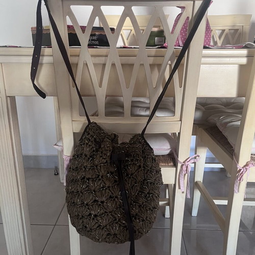Straw shoulder bag used, brown