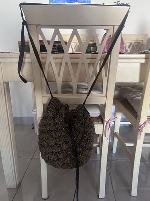 Straw shoulder bag used, brown