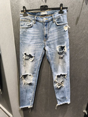 Zara jeans with rips like new, blue