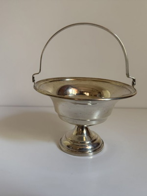 Silver fondue pot used with handle and hallmark