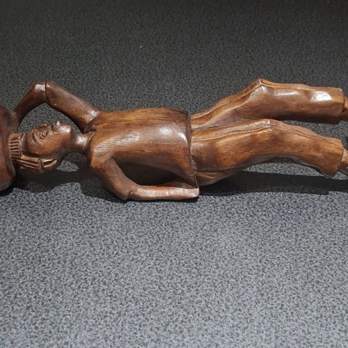 African wooden carved statue, handmade, 43cm