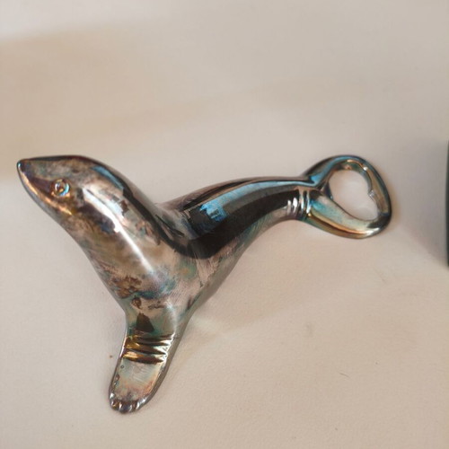 Vintage 1980s Silverplated Seal Bottle Opener new in packaging