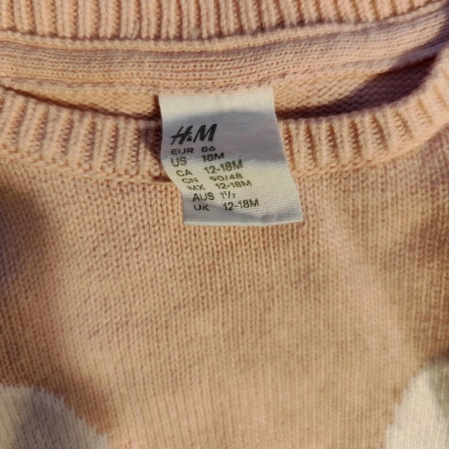 H&M Girls' Sweater 92 cm like new, white and pink