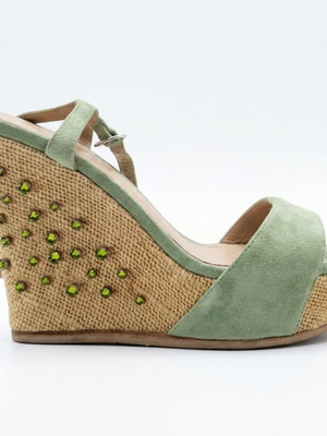 Lola Cruz platform sandals size 38, like new, green
