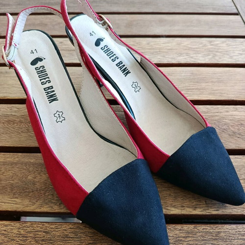 Slingback shoes two-tone (red-black) new size 41