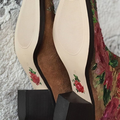 Hand-painted boots new, genuine leather, size 37, brown