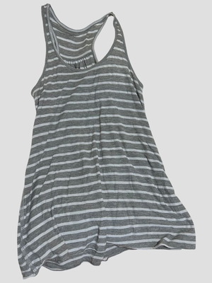 Striped sleeveless T-shirt used, size Medium, white and gray