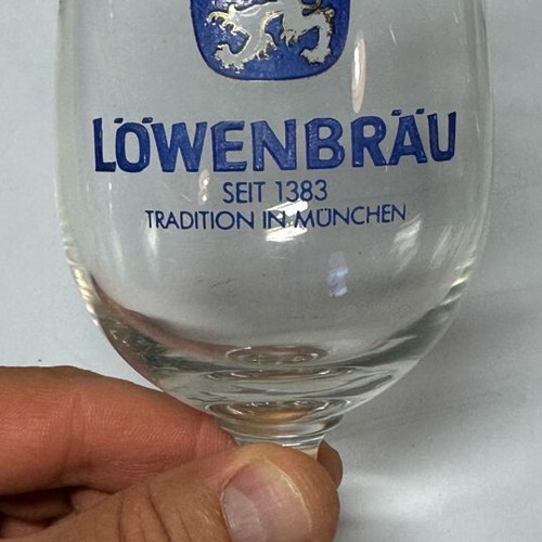 Löwenbräu 0.25l beer glass used, rare collectible