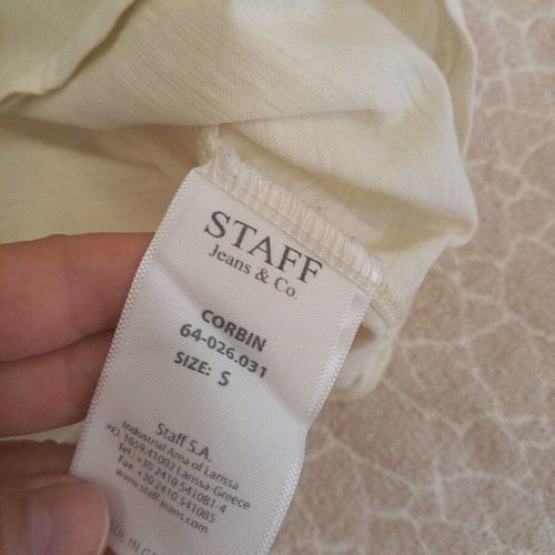 T-shirt αντρικό Staff μεταχειρισμένο, άσπρο, μέγεθος S