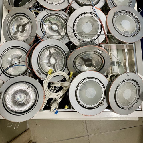 Professional Ceiling Lighting Set used, complete package with 12 recessed spots