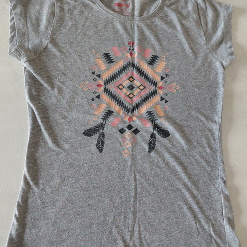 Pepperts! Girls' T-shirt 146 cm used, grey with tribal design