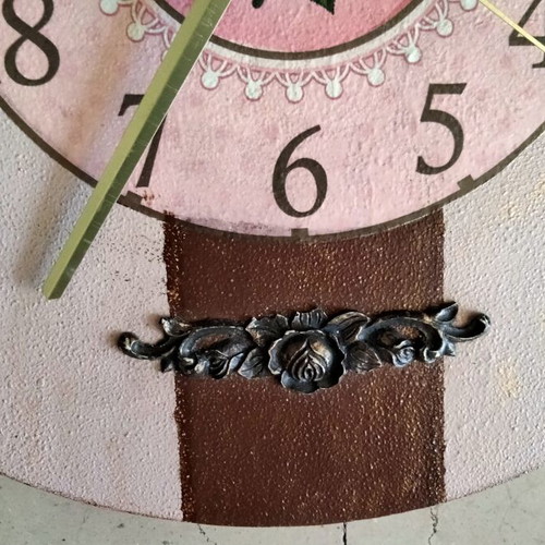Handmade wooden shabby chic vintage wall clock 43cm, new
