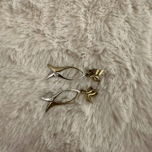Oxette earrings like new, gold and silver with stone