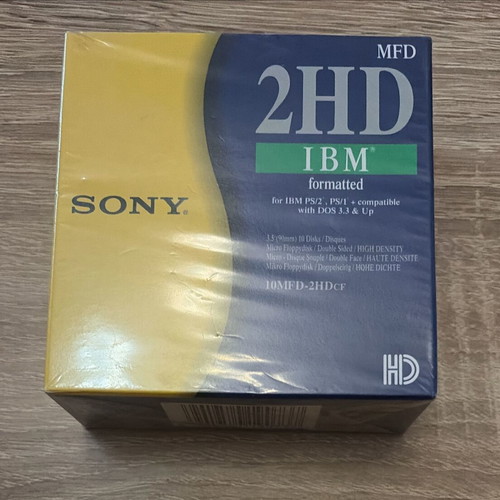 Sony 3.5" 2HD IBM formatted floppy disk box, factory sealed, 10 pcs
