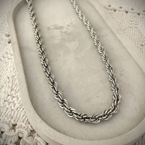 Unisex stainless steel chain necklace new, silver color