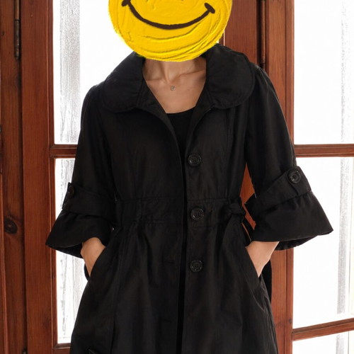 Ball hem coat with belt like new, black