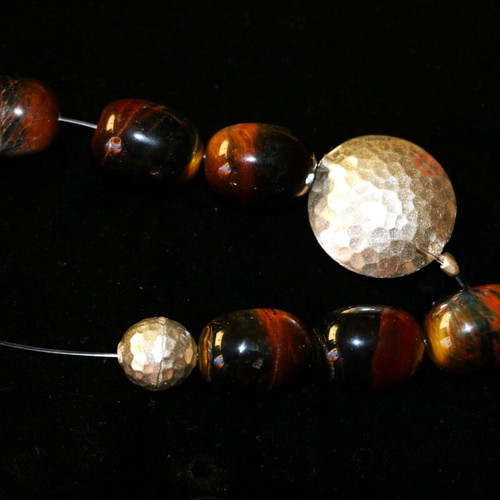Begleri with genuine Tiger's Eye mineral and solid 925 silver, handmade, INDICO JEWELLS