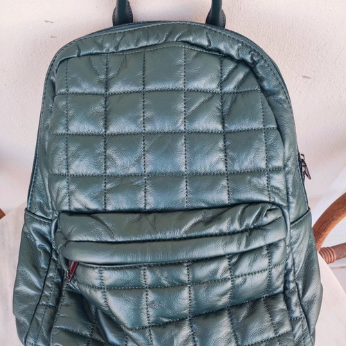 Backpack new green quilted