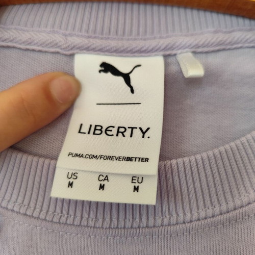 Puma Women x Liberty Tee used, lilac with Liberty prints and embroidery